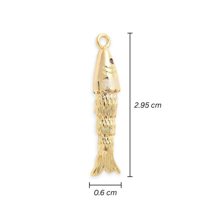 Medidas para Dije de pez de chapa de oro con zirconia
