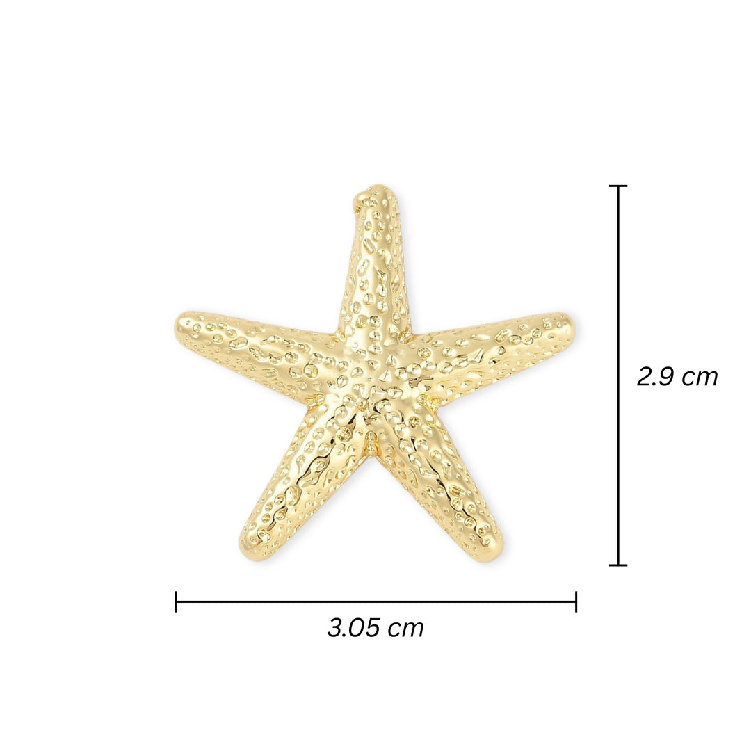 Medidas para Dije estrella de mar dorada en chapa de oro con ojal trasero