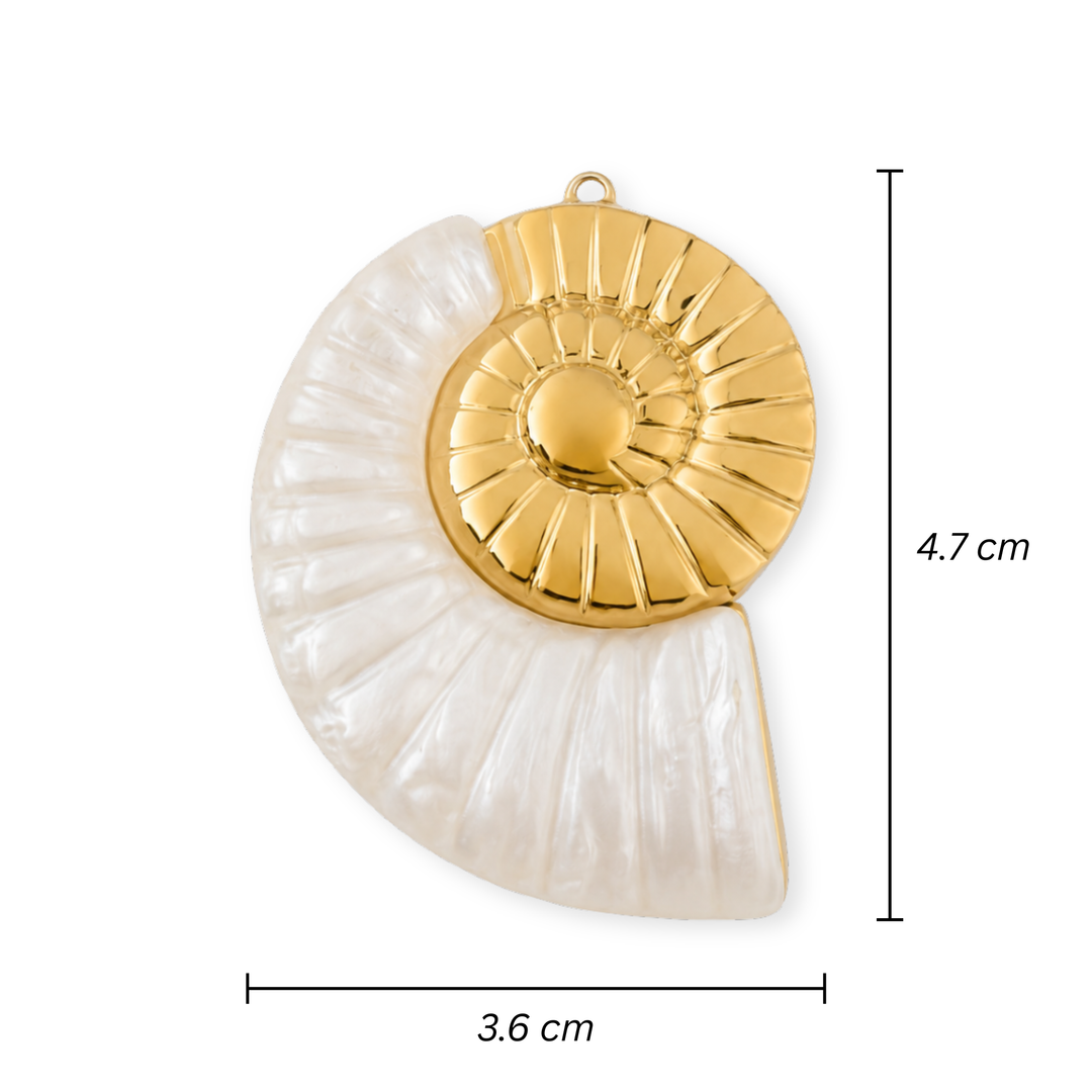 Medidas para Dije de caracol de acero inoxidable con resina