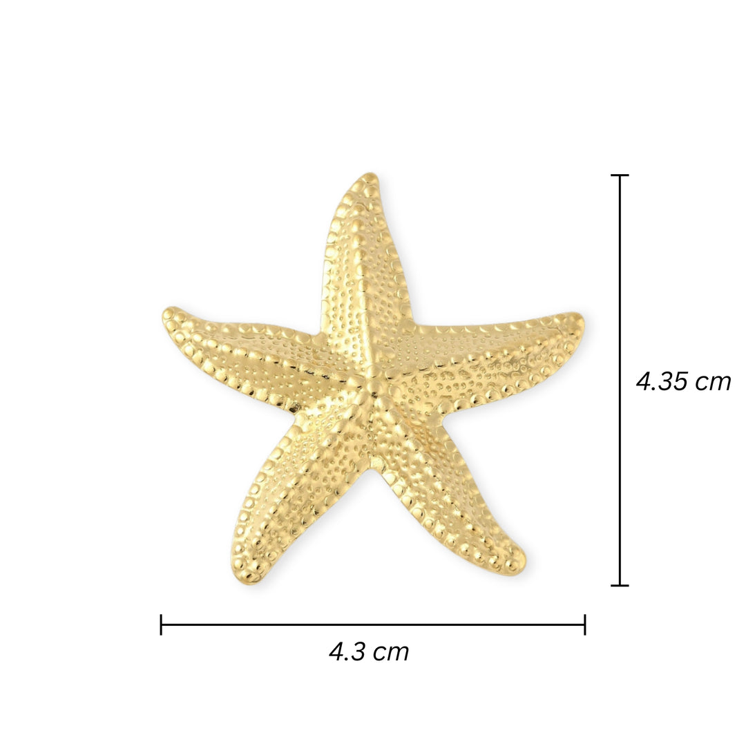 Medidas para Dije estrella de mar de acero inoxidable con acabado brillante y ojal trasero
