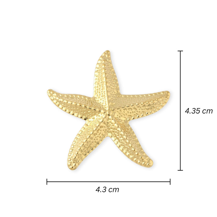 Medidas para Dije estrella de mar de acero inoxidable con acabado brillante y ojal trasero