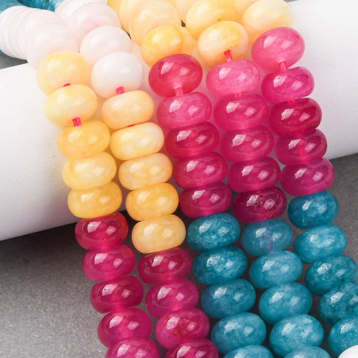 Detalles de Tira de jade rondel natural de 8.5 mm para joyería