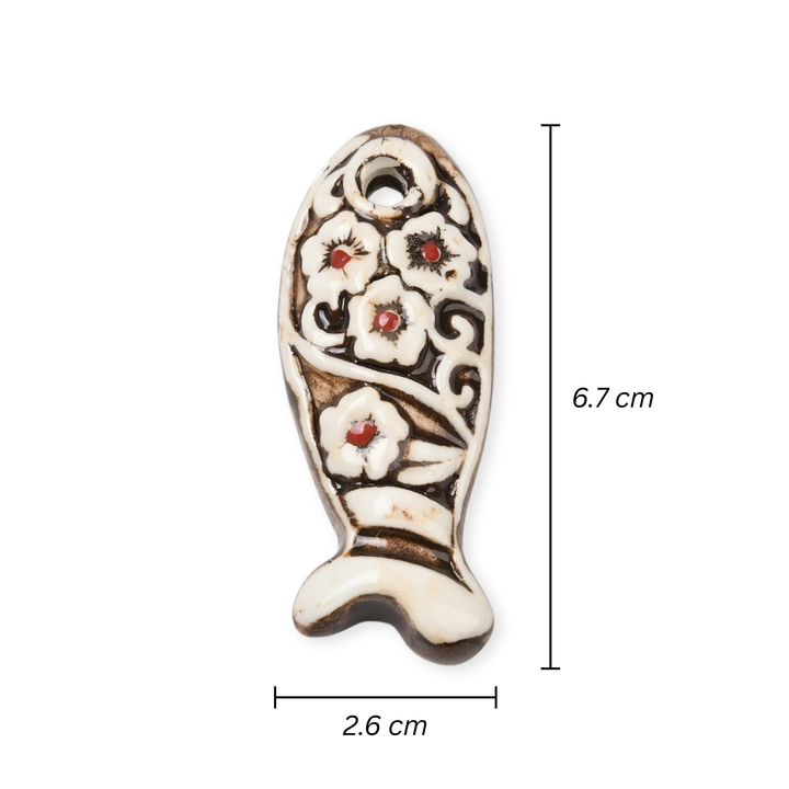Medidas para Dije de cerámica en forma de pez para joyería