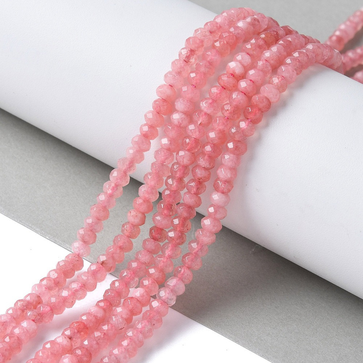 Detalles de Tira de jade rondel facetado de 4 mm para joyería