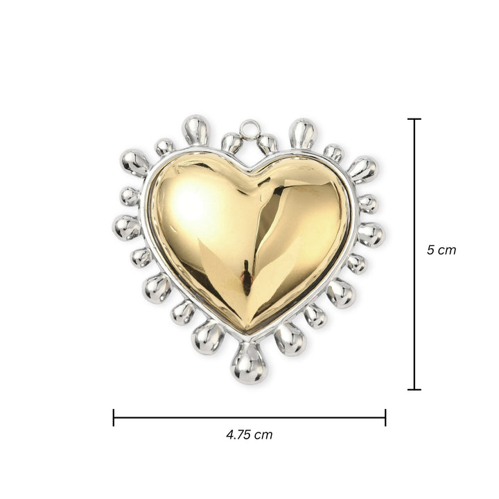 Medidas para Dije de corazón grande de acero inoxidable