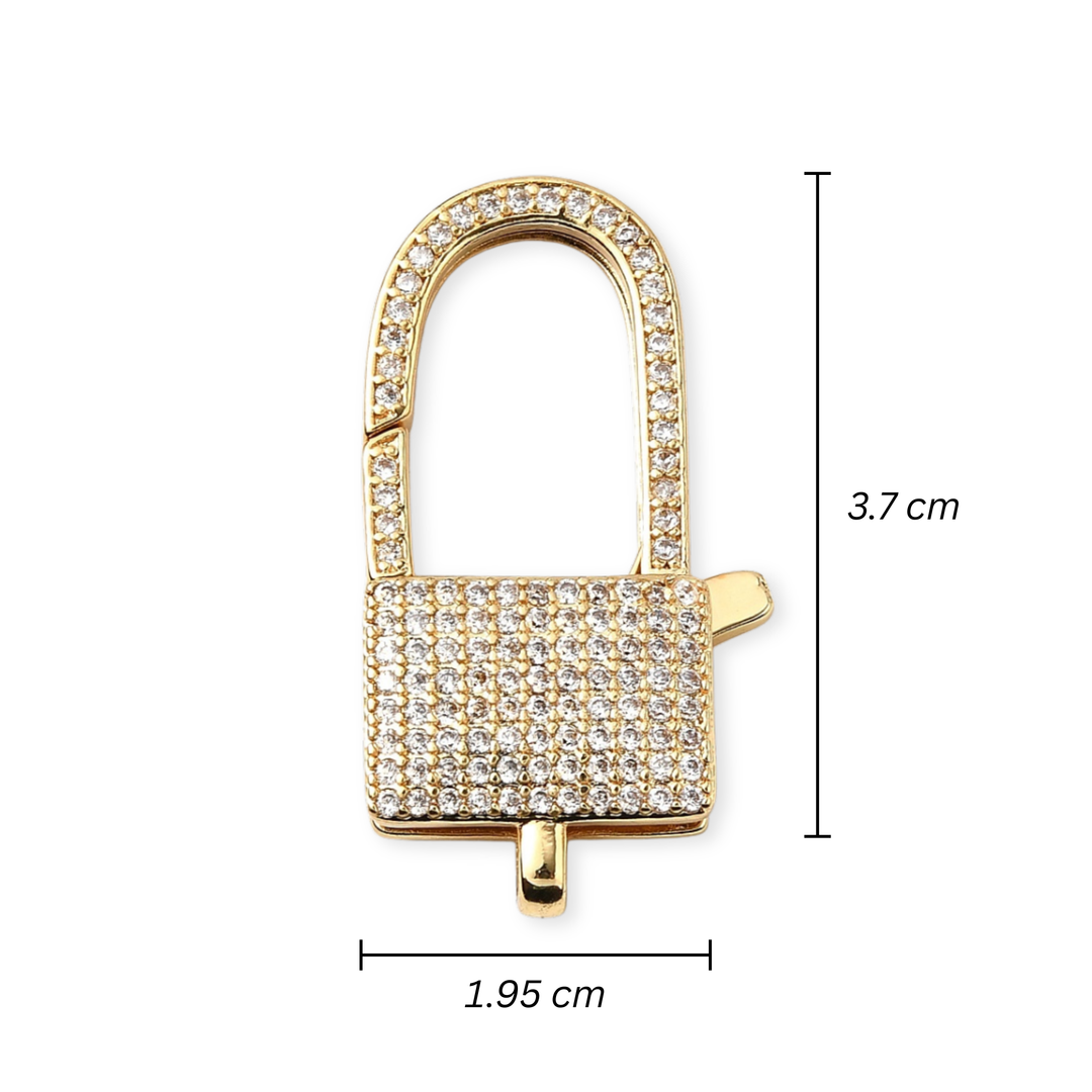 Medidas para Broche de candado de chapa de oro con zirconia