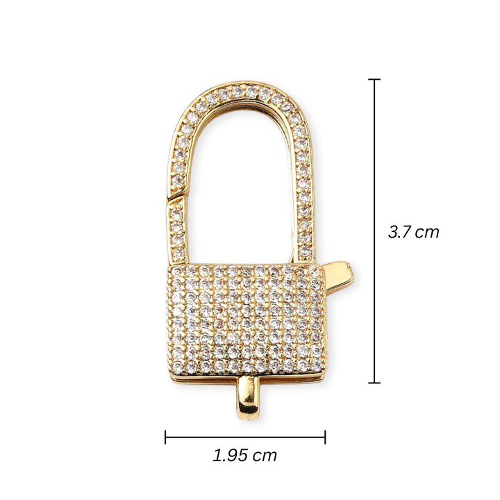 Medidas para Broche de candado de chapa de oro con zirconia