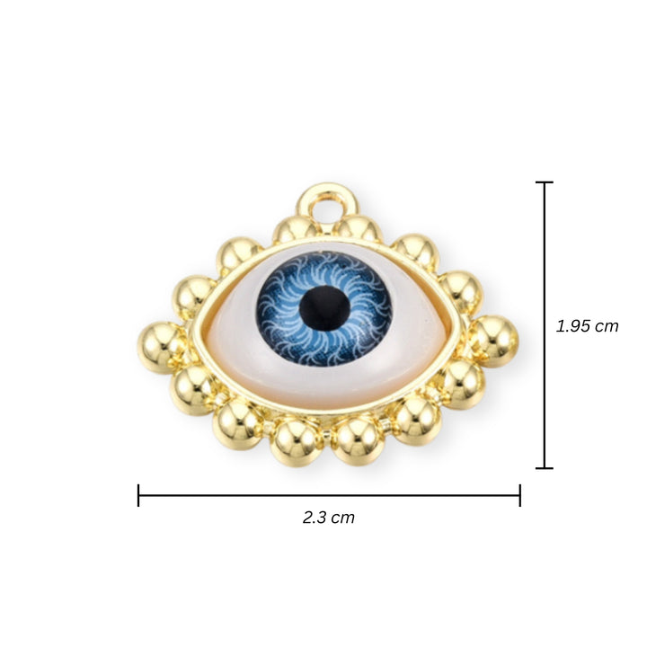 Medidas para Dije de ojo de chapa de oro con esmalte
