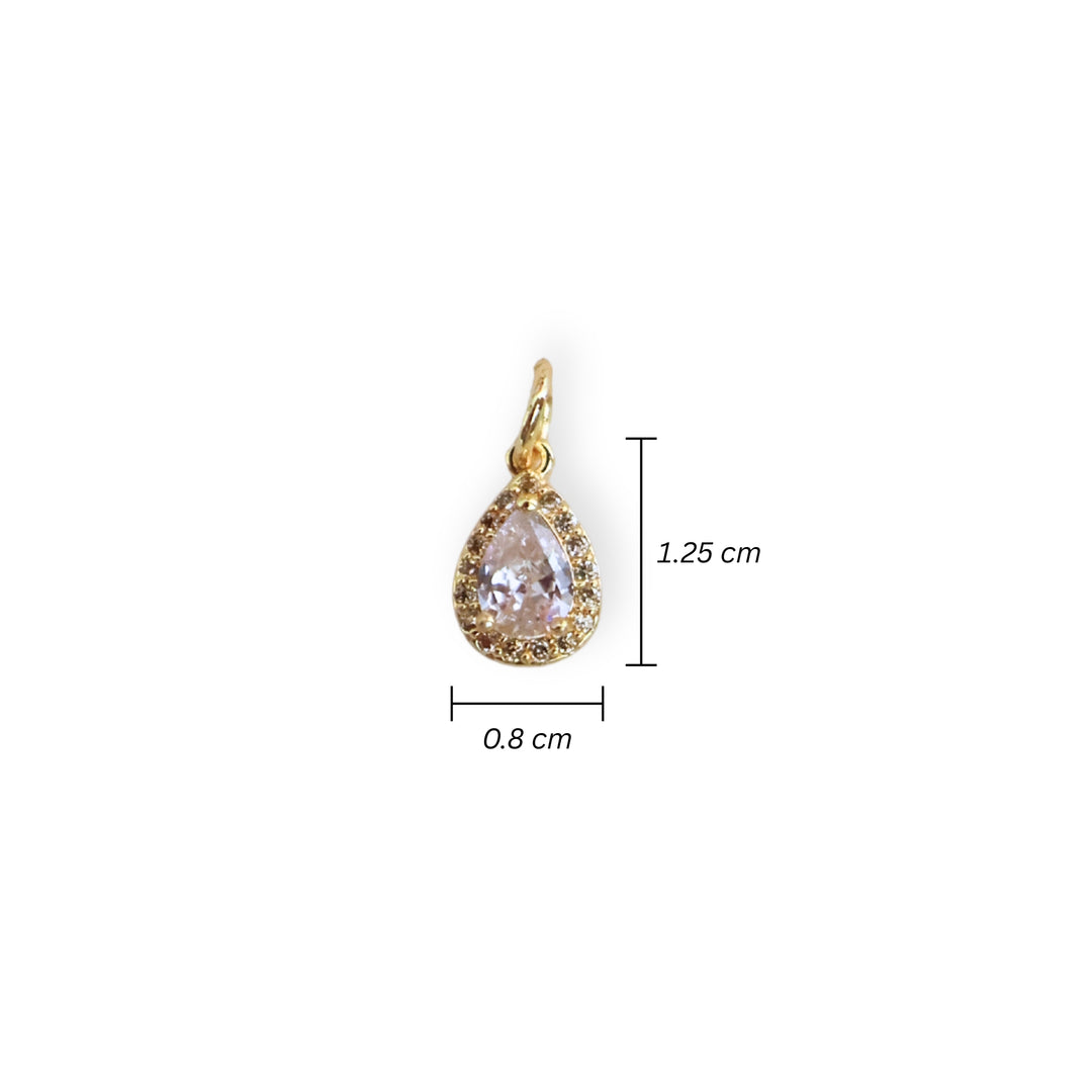 Medidas para dije en forma de gota de chapa de oro con zirconia brillante
