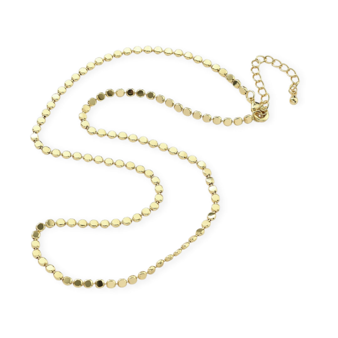 Detalles de Cadena de bolas planas de chapa de oro con broche perico