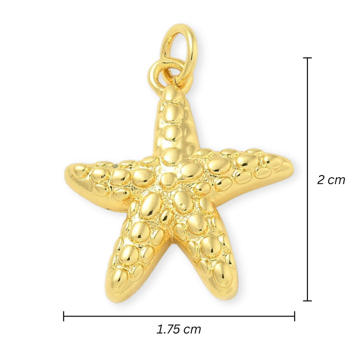 Medidas para Dije dorado en forma de estrella de mar en chapa de oro