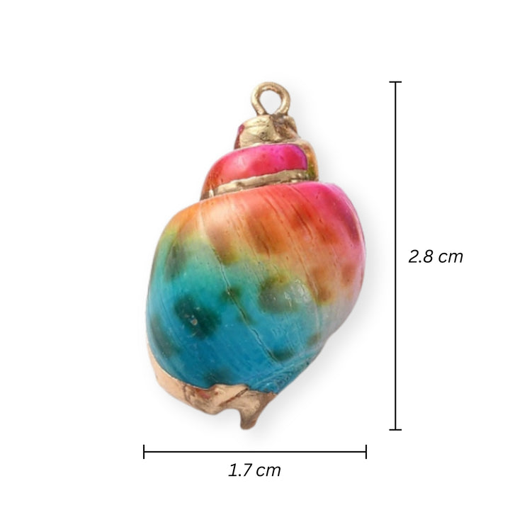 Medidas para Dije en forma de caracol elaborado con concha natural dorada