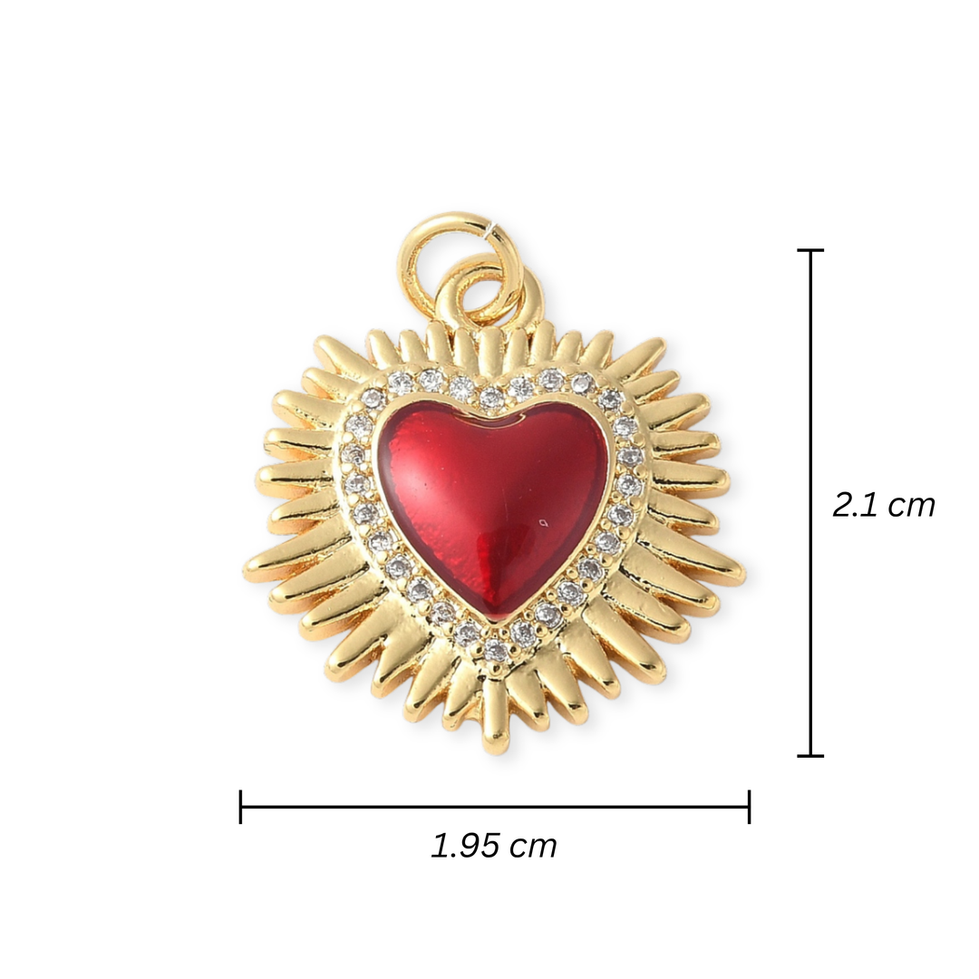 Medidas para Dije Sagrado Corazón de Jesús de chapa de oro con zirconia y esmalte