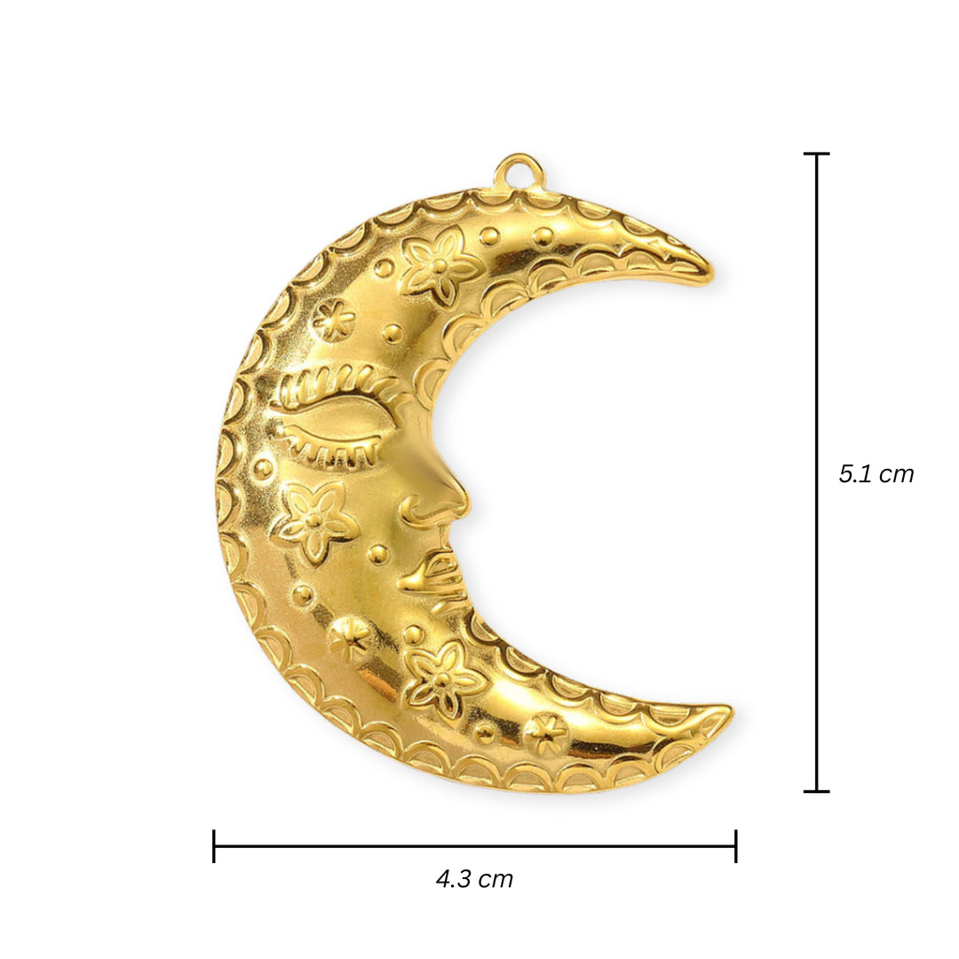 Medidas para Dije de luna de acero inoxidable grande