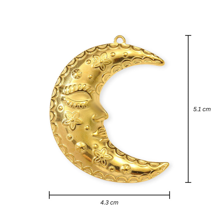 Medidas para Dije de luna de acero inoxidable grande