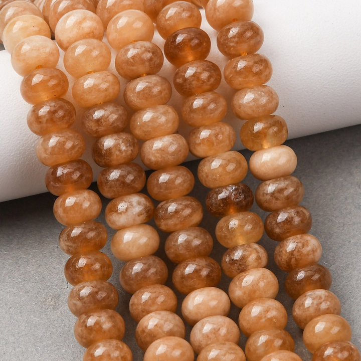 Tira de jade color naranja de 8 mm para joyería