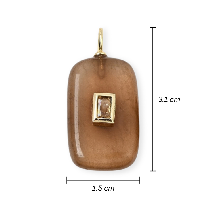 Medidas para Dije rectangular de piedra natural con zirconia