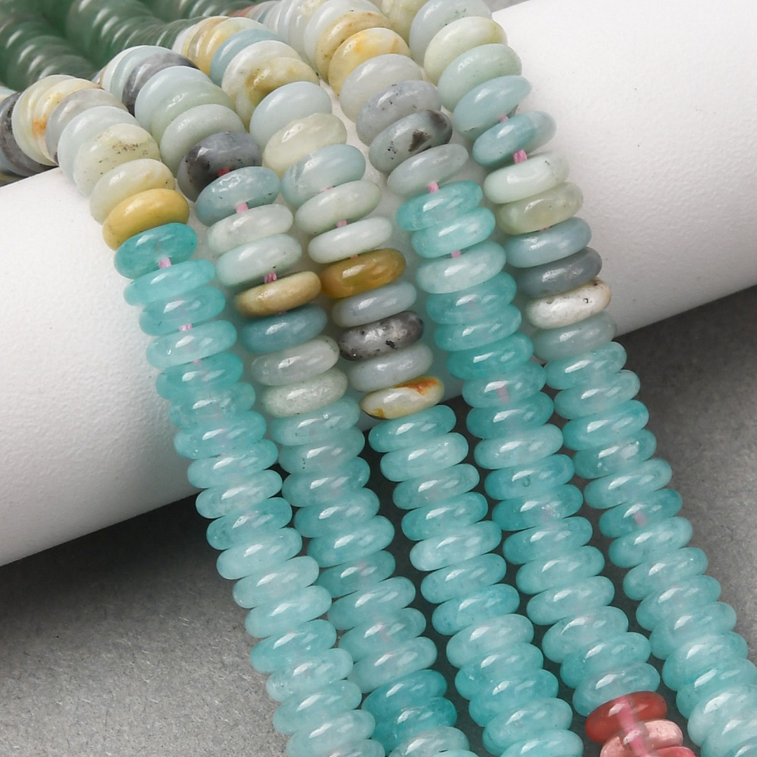 Detalles de Tira de jade blanco, cuarzo cherry y aventurina verde para joyería