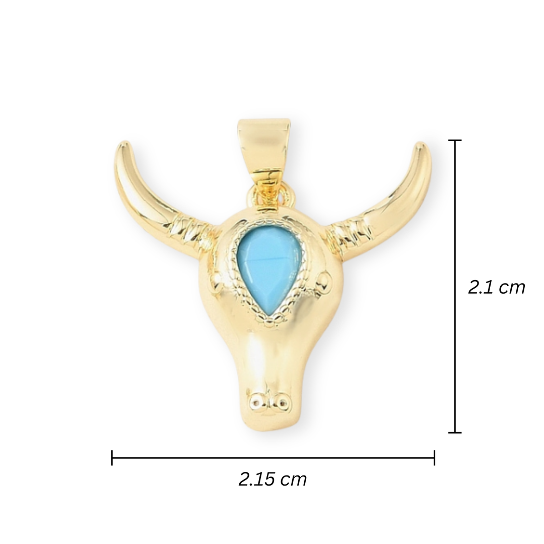 Medidas para Dije de cabeza de toro de chapa de oro con zirconia