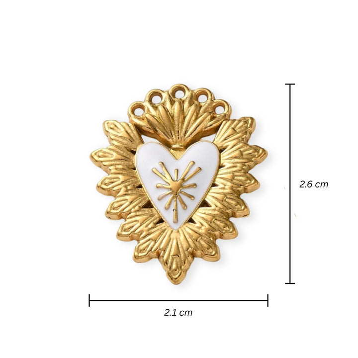 Medidas para dije de corazón de acero inoxidable con esmalte