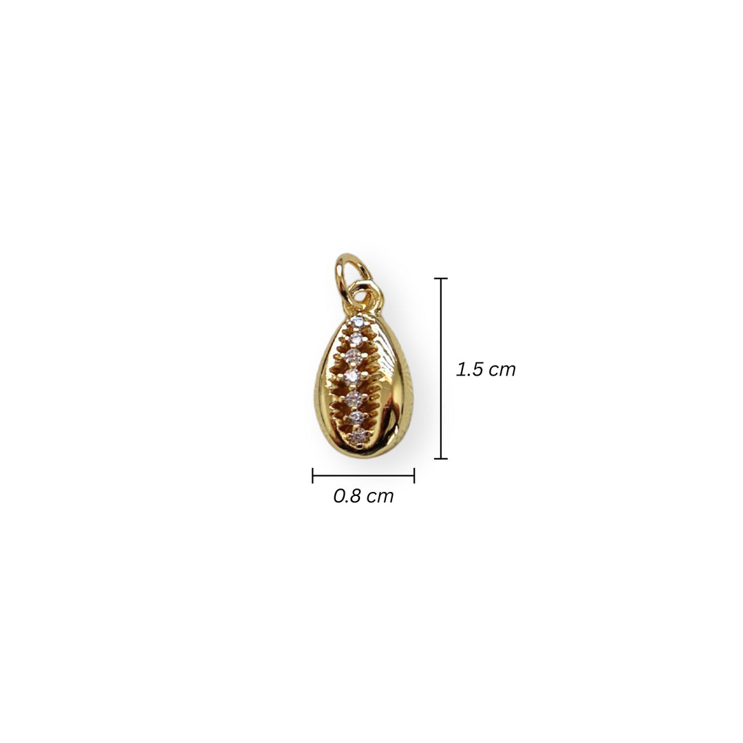 Medidas para dije caracol dorado en chapa de oro con zirconia