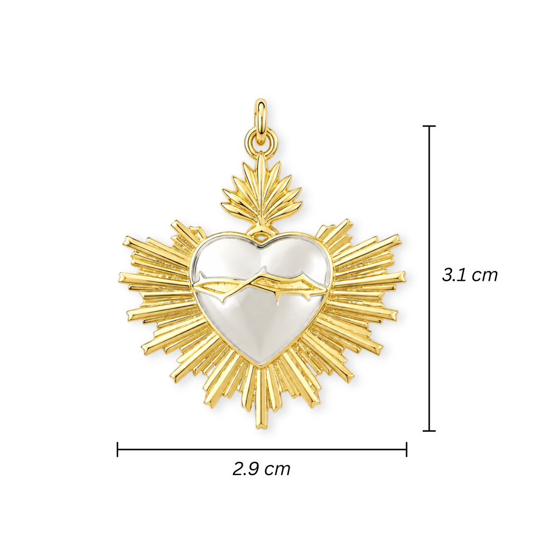 Medidas para Dije de Sagrado Corazón de Jesús de chapa de oro