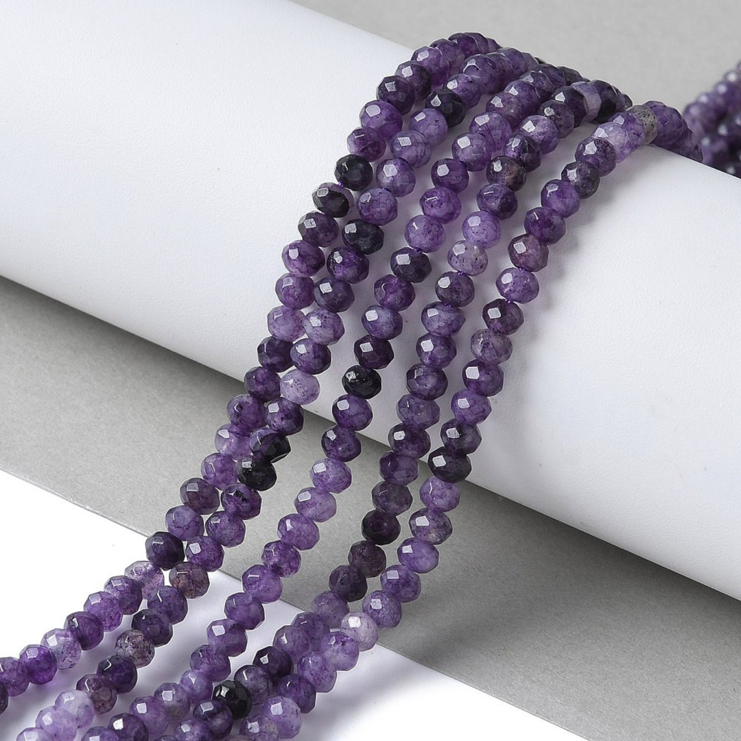 Tira de jade rondel facetado de 4 mm para joyería