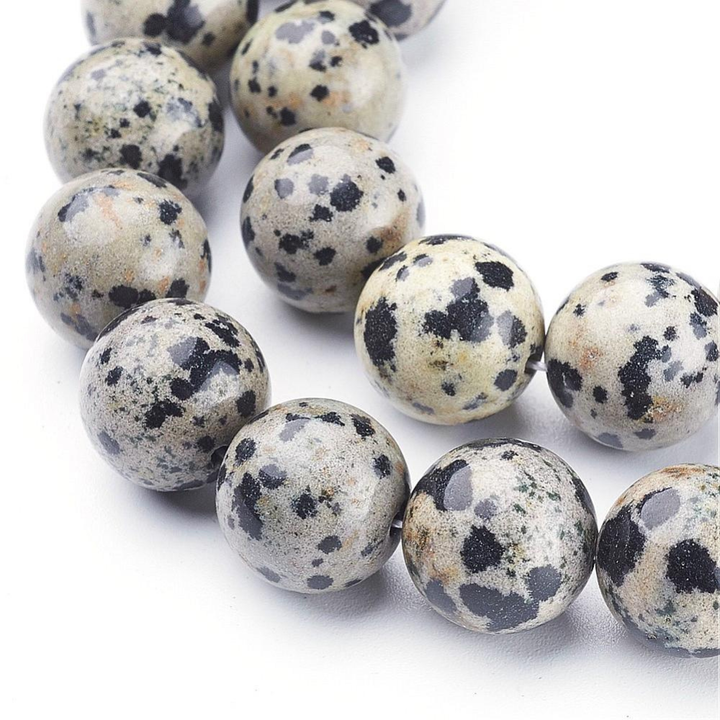 Tira de cuentas de jaspe dálmata de 12 mm para joyería