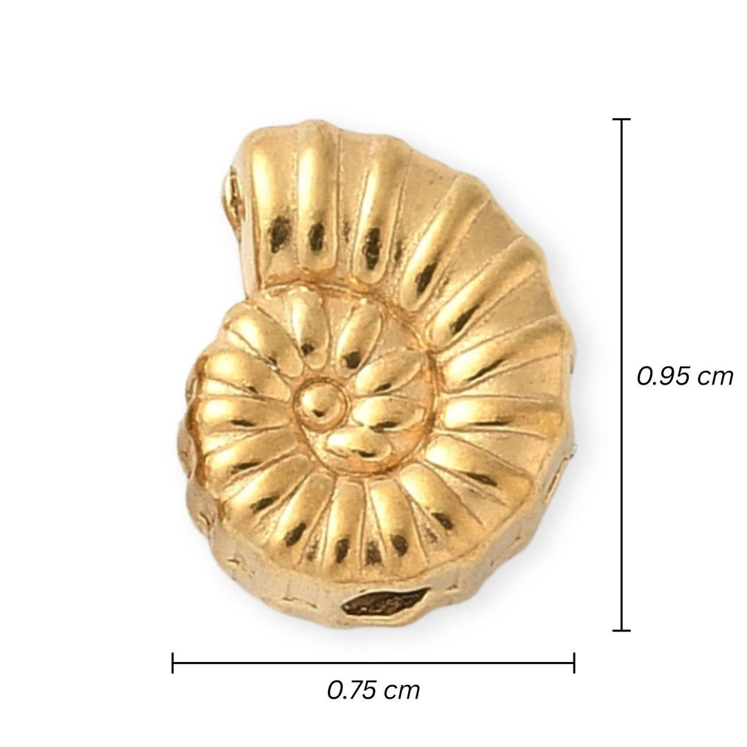 Medidas para Separador en forma de caracol de acero inoxidable sobre fondo blanco