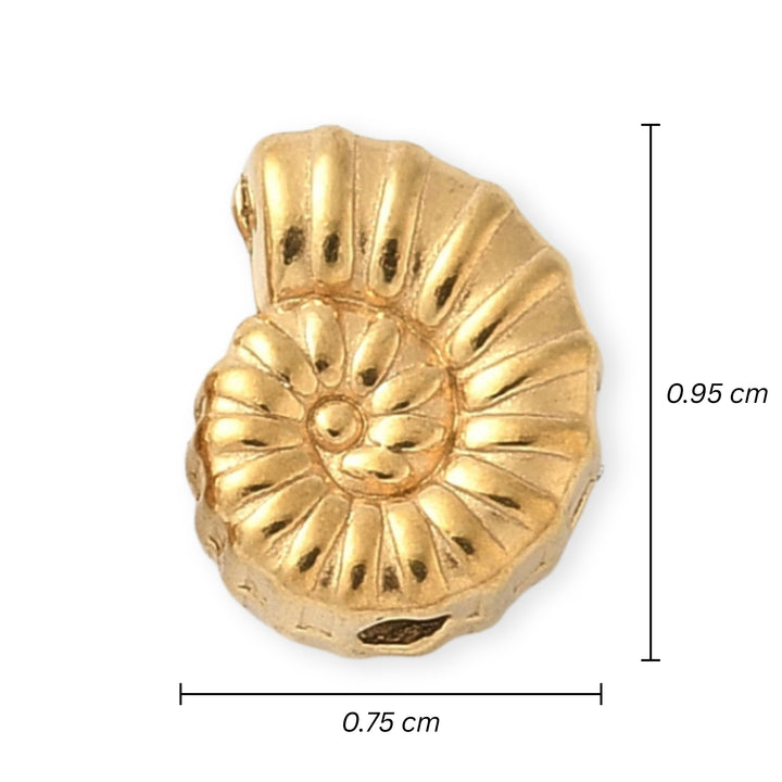 Medidas para Separador en forma de caracol de acero inoxidable sobre fondo blanco