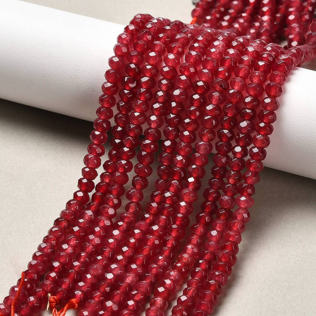 Tira de jade rondel facetado de 4 mm para joyería