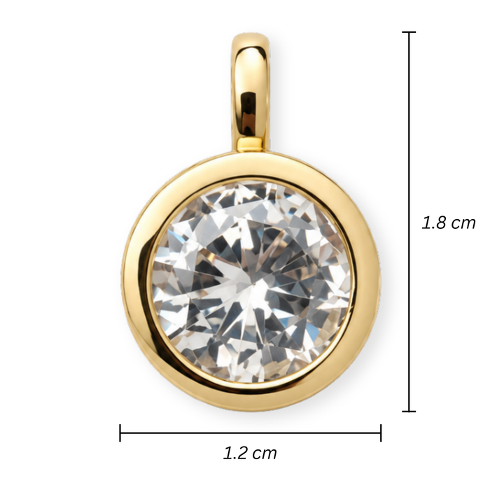 Medidas para Dije circular de chapa de oro con zirconia
