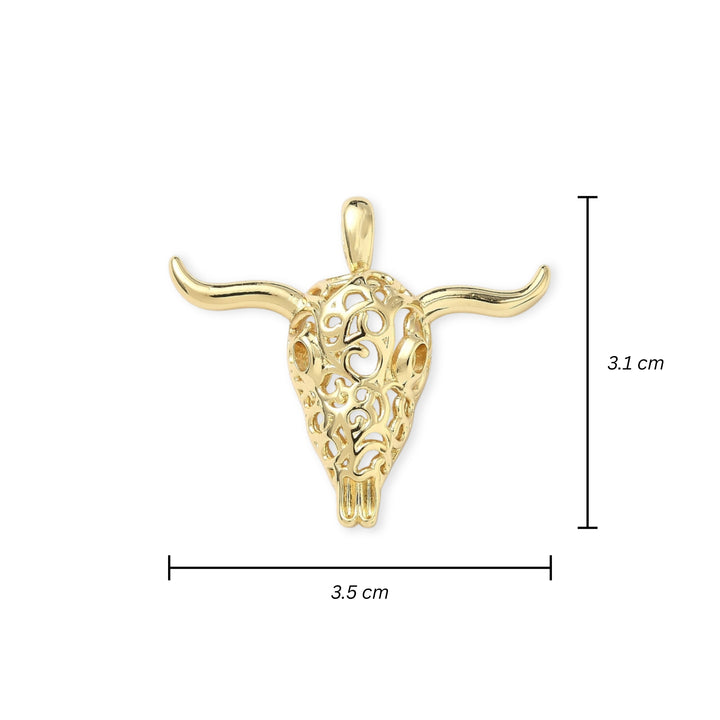 Medidas para Dije de toro de chapa de oro