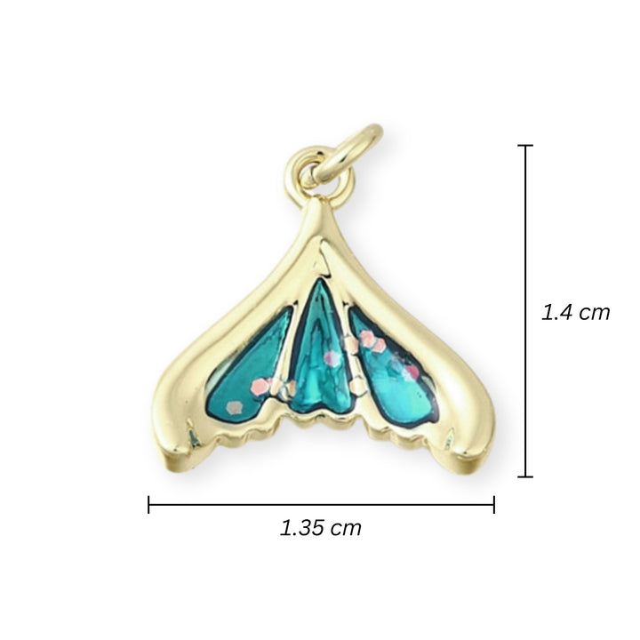 Medidas para Dije en forma de aleta marina de chapa de oro esmaltado