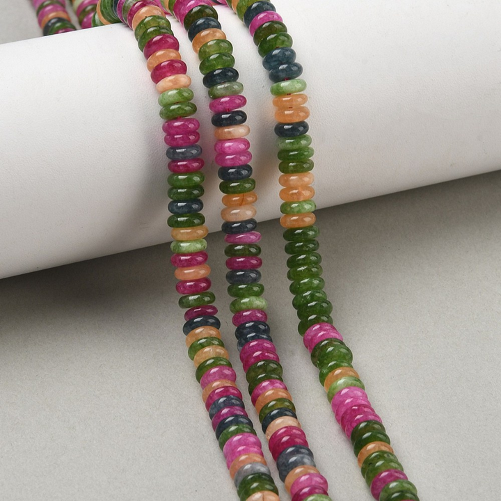 Tira de jade rondel de 6.5 mm con aproximadamente 167 cuentas