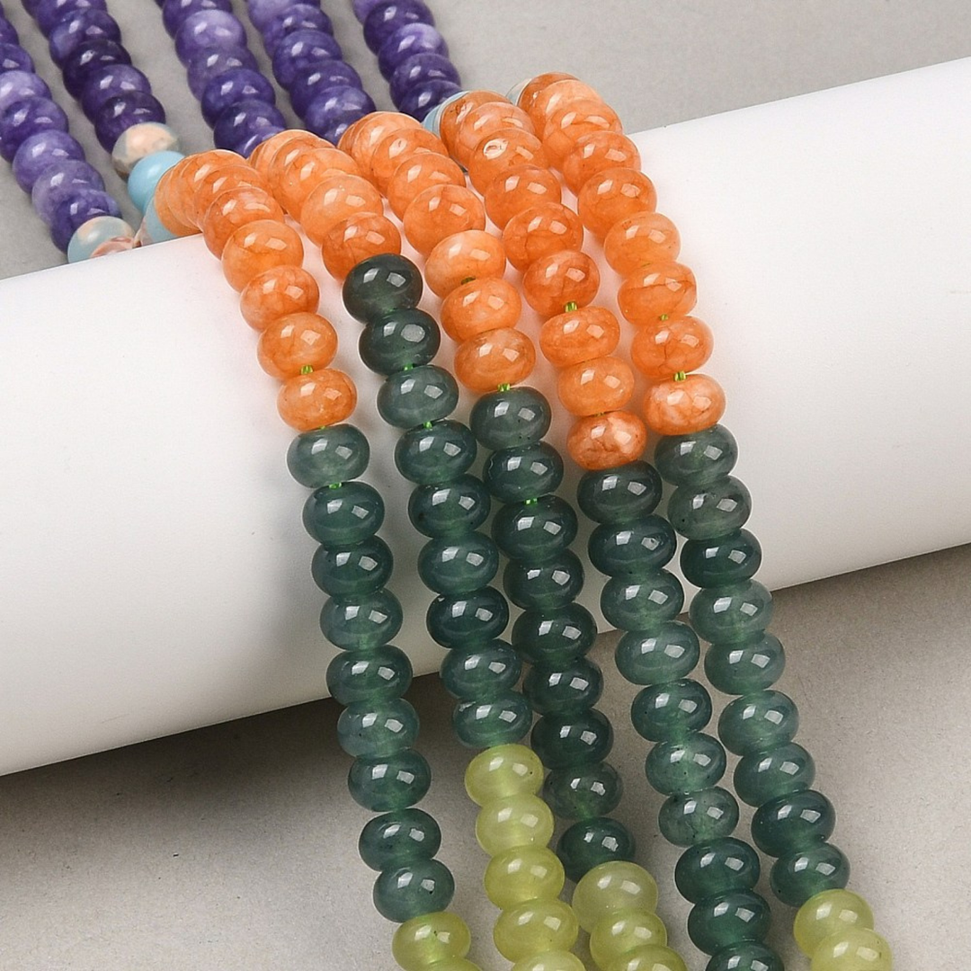 Tira de jade natural rondel de 6 mm con aproximadamente 95 cuentas