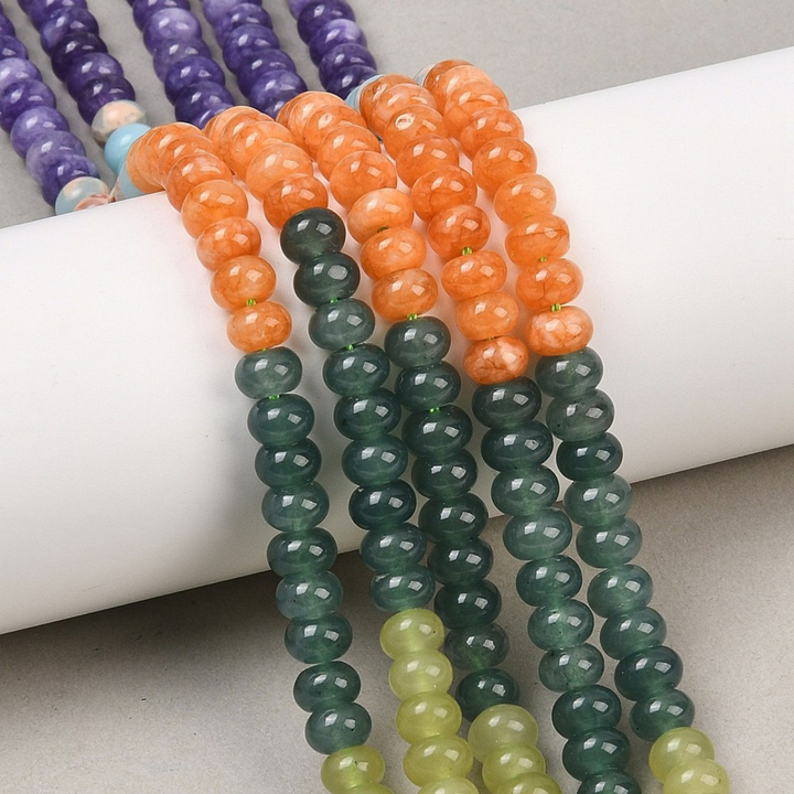Tira de jade natural rondel de 6 mm con aproximadamente 95 cuentas
