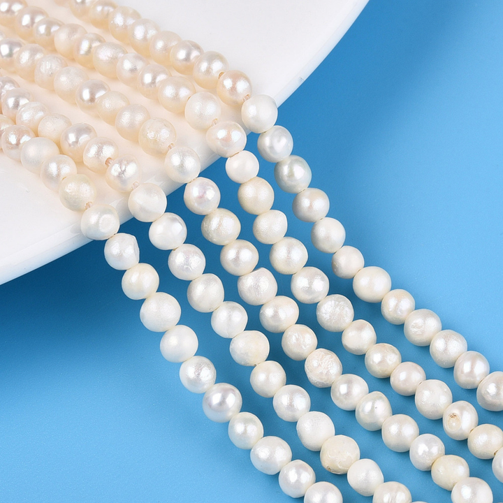 Tira de perla de río de 4 mm para joyería
