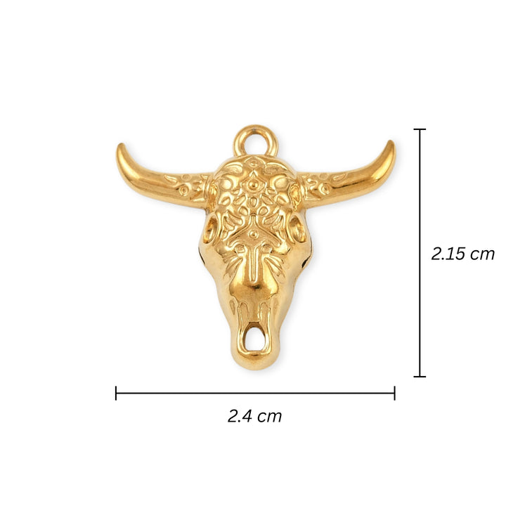 Medidas para Dije de acero inoxidable en forma de cabeza de toro