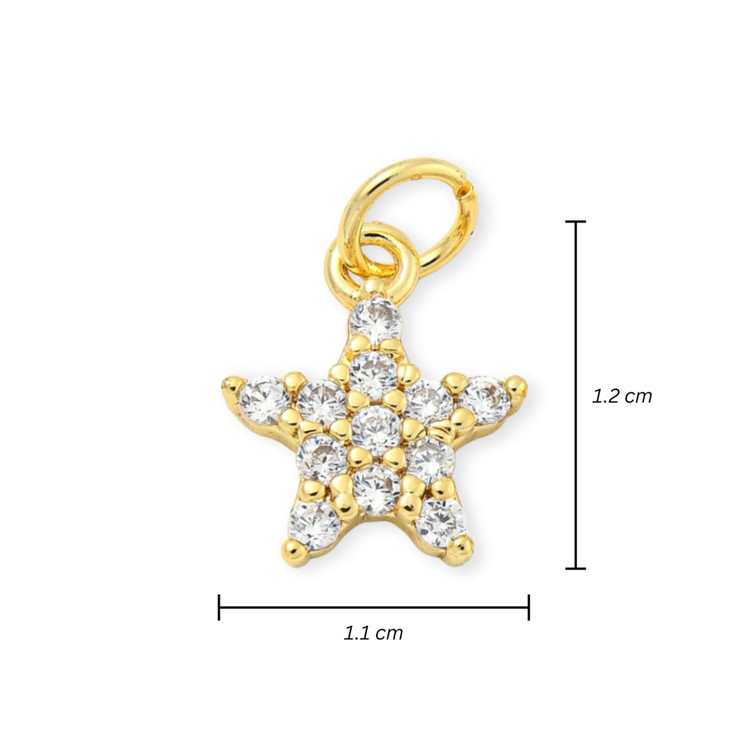Medidas para Dije de estrella de chapa de oro con zirconia