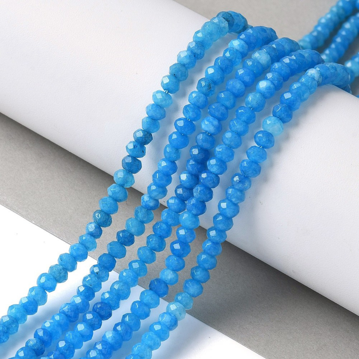 Tira de jade rondel facetado de 4 mm para joyería