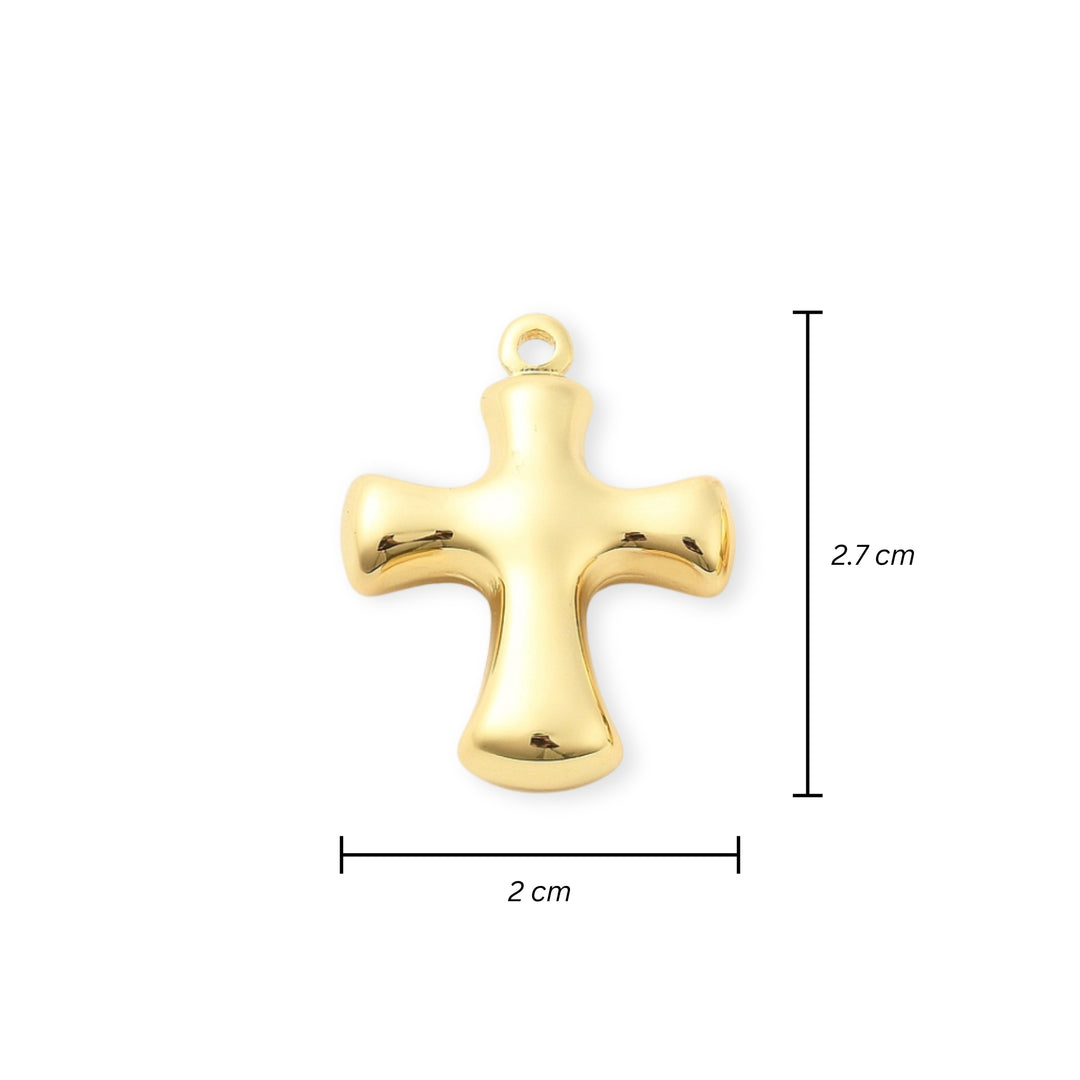 Medidas para Dije de cruz de chapa de oro
