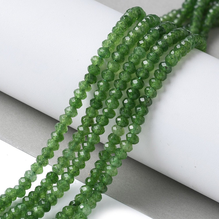 Tira de jade rondel facetado de 4 mm para joyería