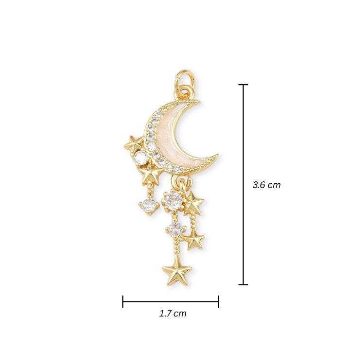 Medidas para Dije de luna de chapa de oro con zirconia y esmalte