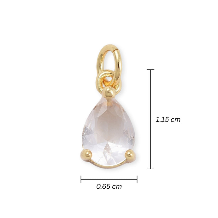 Medidas para Dije de gota de chapa de oro con zirconia