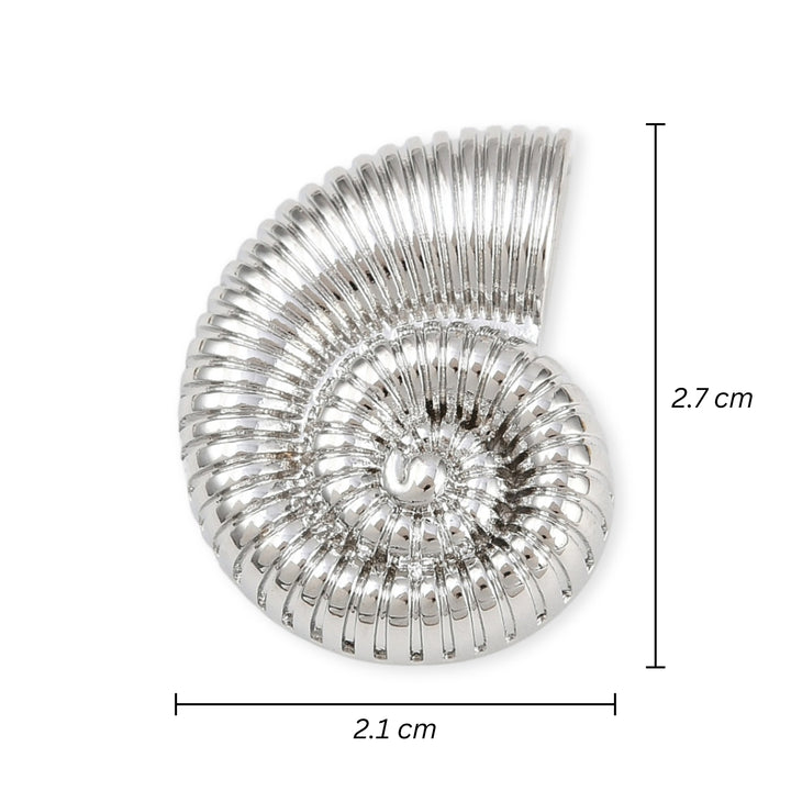 Medidas para Dije de caracol de chapa de oro plateado