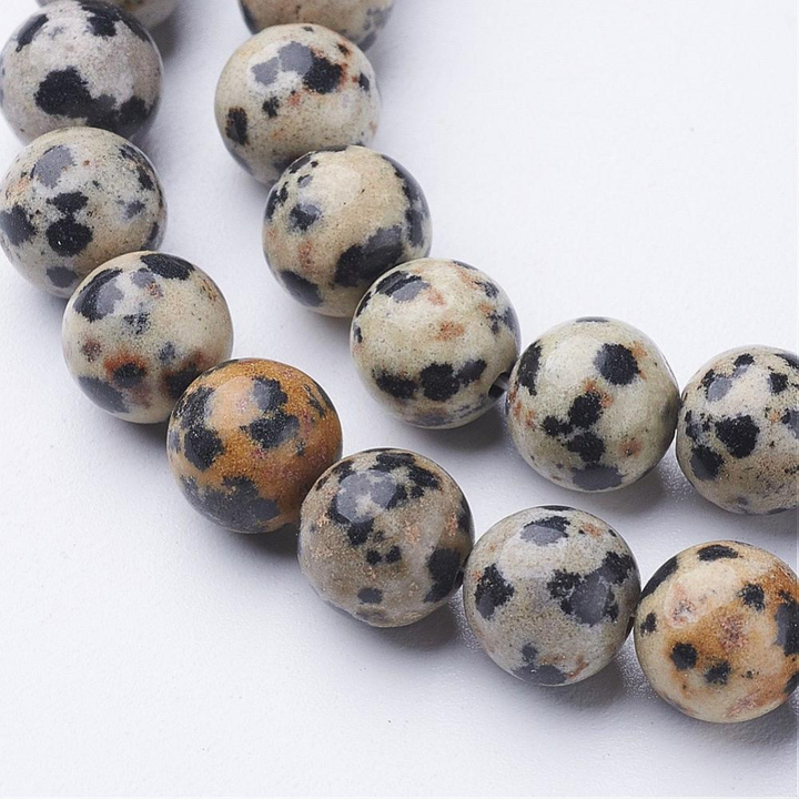 Tira de cuentas de jaspe dálmata de 8 mm para joyería