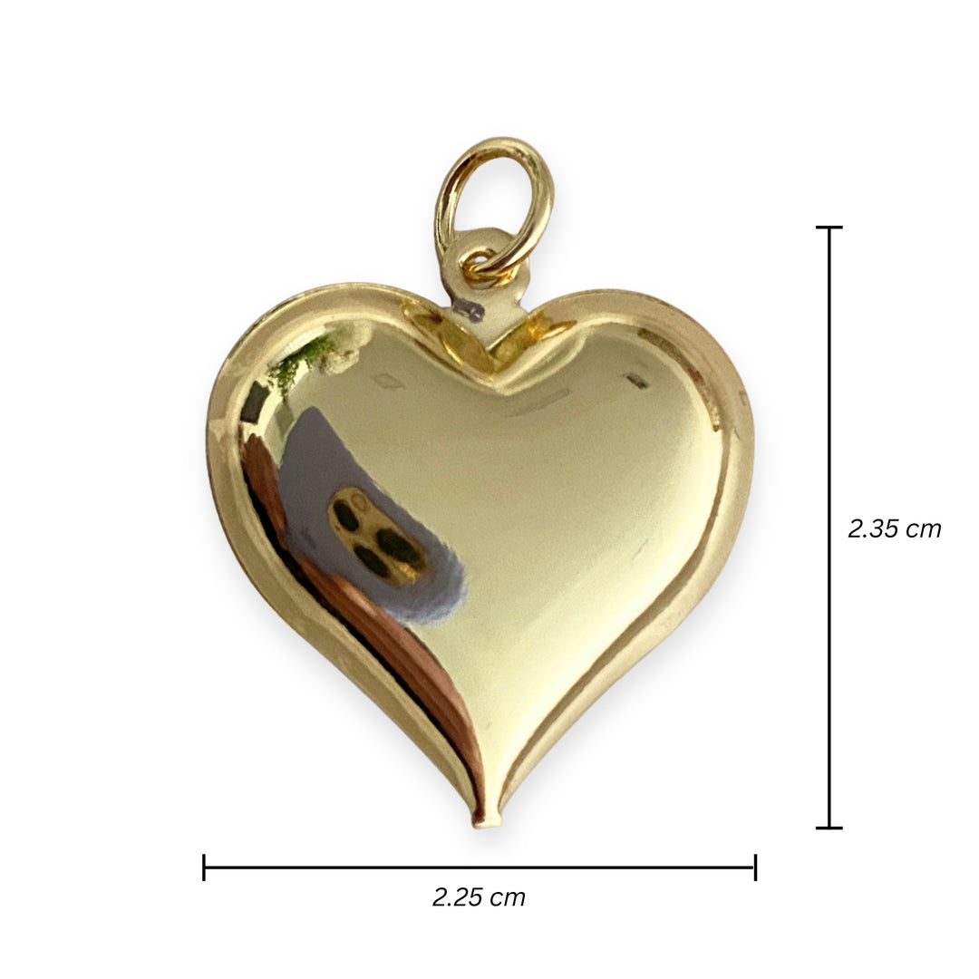 Medidas para Dije de corazón de chapa de oro