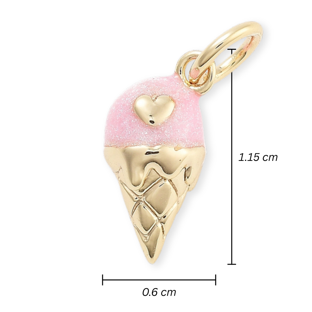 Medidas para Dije de helado de chapa de oro con esmalte
