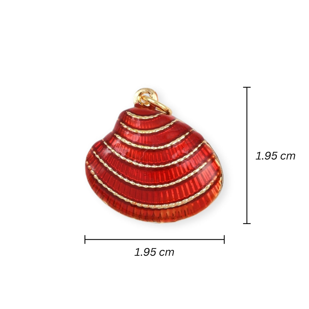 Medidas para Dije de concha de chapa de oro con esmalte